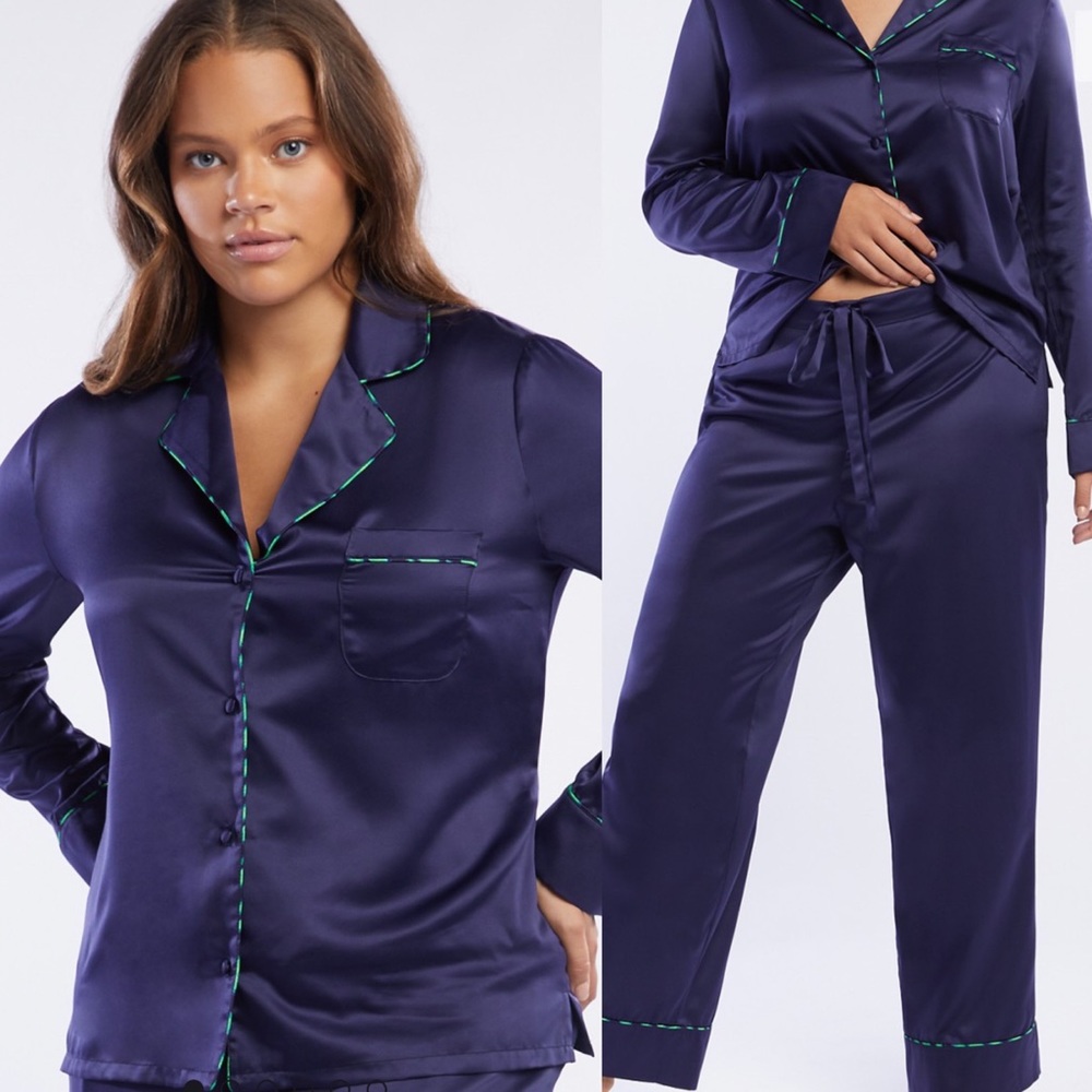 Savage X Fenty by Rihanna Satin Pajama Pants Navy Blue